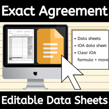 Preview of Editable Exact Agreement IOA Interobserver Data Sheet Google Doc™ for ABA