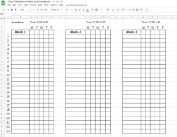 Preview of Editable Excel Attendance Sheets and Paper Gradebook