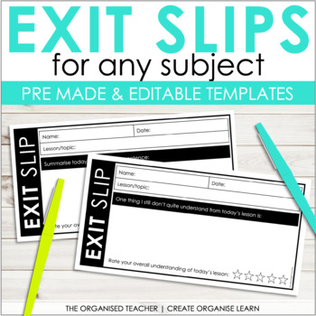 Preview of Editable Exit Slips - Generic Exit Tickets Templates
