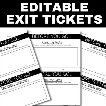 Preview of Editable Exit Ticket, Exit Ticket Template, Exit Ticket, Any Grade