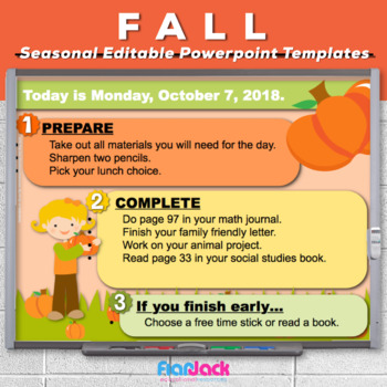 Preview of Editable FALL Themed Morning Work PowerPoint Templates