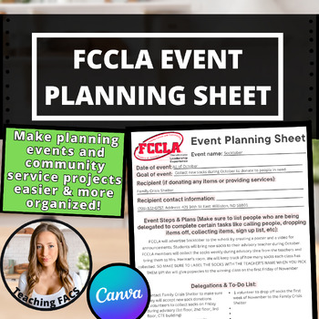 Preview of Editable FCCLA Event Planning Sheet [FCS, FACS]