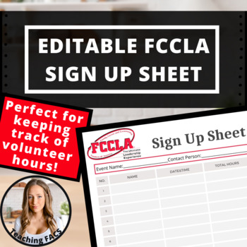 Preview of Editable FCCLA Sign Up Sheet [FACS, FCCLA]