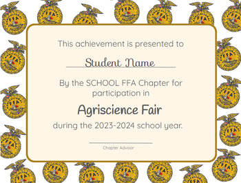 Preview of Editable FFA Certificate