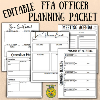 Preview of Editable FFA Officer Planning Packet