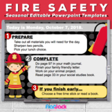 Editable FIRE PREVENTION Themed Morning Work PowerPoint Templates