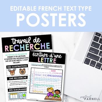 Preview of Editable FRENCH Text Type Posters | Printable & Digital 
