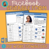"Editable" Facebook Student Profile | Getting To Know You 