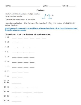 Preview of Editable - Factors (Prime and Composite) Review