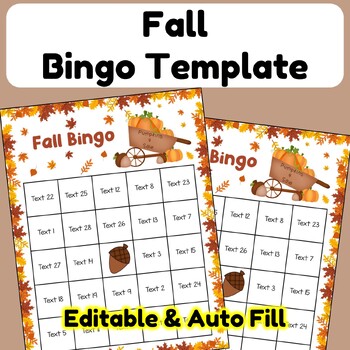 Editable Fall Bingo Template | Editable Bingo Template by Blooming Kids ...