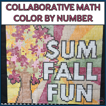 Preview of Fall Math Collaborative Coloring Poster | Editable | Sum Fall Fun