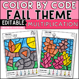 Editable Fall Color By Code Multiplication Worksheets - Mo