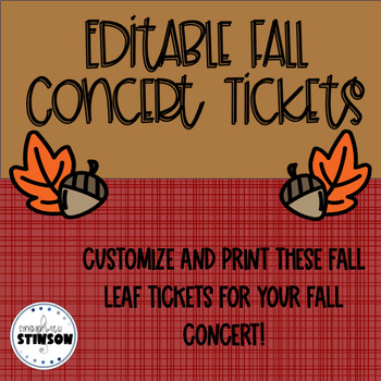 Preview of Editable Fall Concert Tickets - Leaves