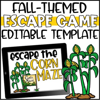 Preview of Fall Escape Room Editable Template - Escape the Corn Maze