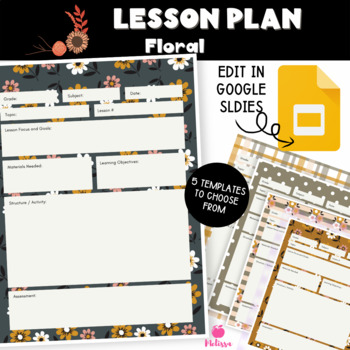 Preview of Editable Fall Floral Lesson Plan Template | Google Slides