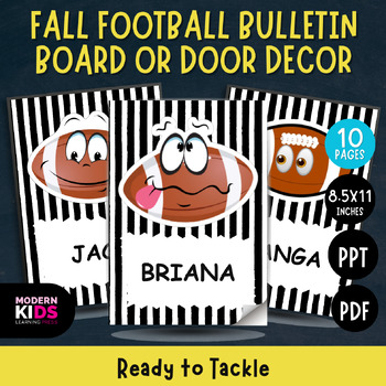 Preview of Editable Fall Football Bulletin Board or Door Decor