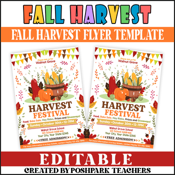 Preview of Editable Fall Harvest Festival Flyer Template | Autumn Festival Flyer