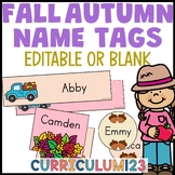 Editable Fall Name Tags | Autumn Student Desk Name Plates