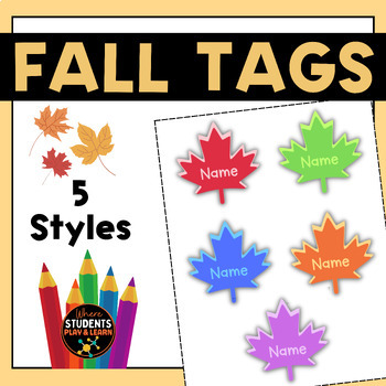 Preview of Editable Fall Name Tags for Lanyards, Editable Fall Cubby Tags