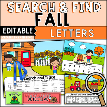 Preview of Editable Fall Search and Find Alphabet Practice Centers-Letter Games
