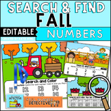 Editable Fall Search and Find Math Centers- Numbers 1-20, 