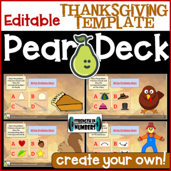 Preview of Editable Thanksgiving Template Digital Activity for Pear Deck/Google Slides