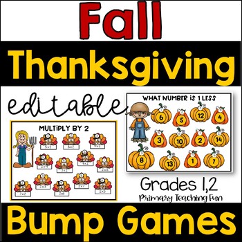 Preview of Editable Fall--Thanksgiving Math and Literacy Activities--Bump Gameboards!