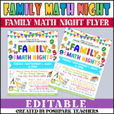 Editable Family Math Night Flyer | Math Fundraiser Template Flyer
