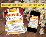 Editable Family Movie Night Flyer, PTO PTA Family School F