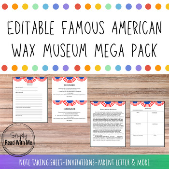 Preview of Editable Famous American Wax Museum Complete Mega Pack