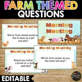 Editable Farm Themed Morning Meeting | Question of the Day