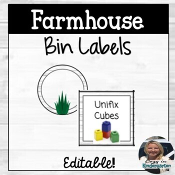 Preview of Editable Farmhouse Book or Manipulative Bin Labels