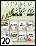 Editable Farmhouse Floral Binder Covers
