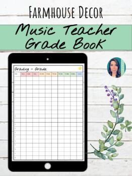 Preview of Editable Farmhouse Music Teacher Gradebook for Core Music Standards