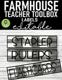 Editable Farmhouse Teacher toolbox labels | back to school