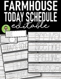 Editable Farmhouse today's schedule labels | back to school
