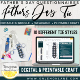 Editable Father's Day Questionnaire Tie Father's Day Craft
