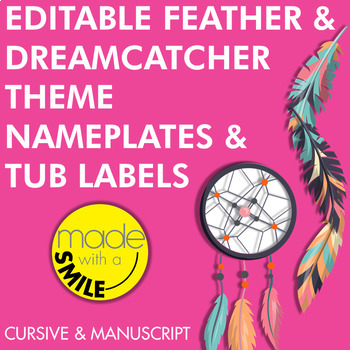 Preview of Editable Feather and Dreamcatcher Nameplates and Tub Labels