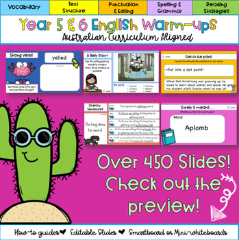 Preview of Editable Feature Year Five & Six English Warm-ups | Australian Curriculum | 