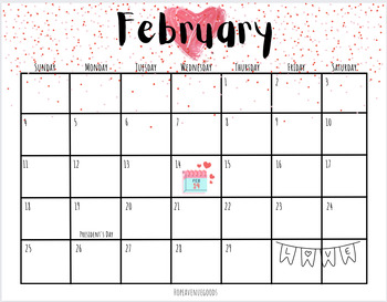 Preview of Editable February 2024 Calendar
