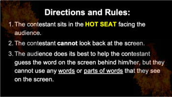 The Hot Seat Game - Editable Template for Vocabulary Review!