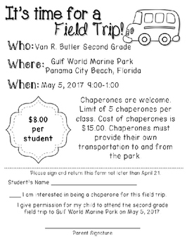 preschool field trip permission slip template