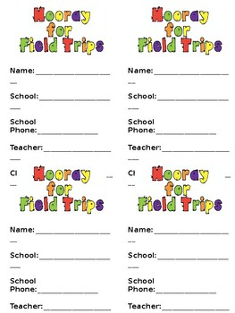 Editable Field Trip Tags By Words With Whitney Tpt