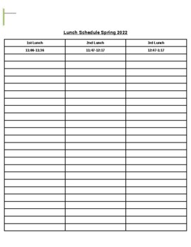 Preview of Lunch duty Schedule template for 1 semester/quarter(Editable& Fillable Resource)