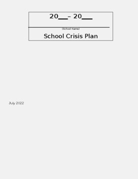 Preview of School Crisis Plan Template(Editable &Fillable resource)