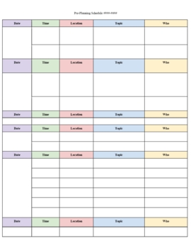 Preview of Pre-Planning Schedule (Editable & Fillable template)