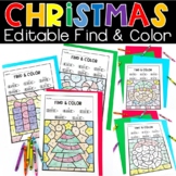 Editable Find and Color Christmas Sight Words Numbers Alphabet