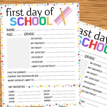 Editable First Day Of School Questionnaire Printable 2023-2024 | Back ...