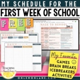 Editable First Day Week of School Example Schedule Back to