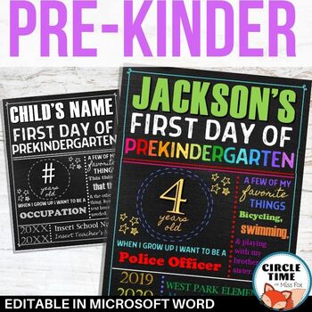 Preview of Editable First Day of PreK Sign Board, Back to School Sign, 1st Day 2023-24